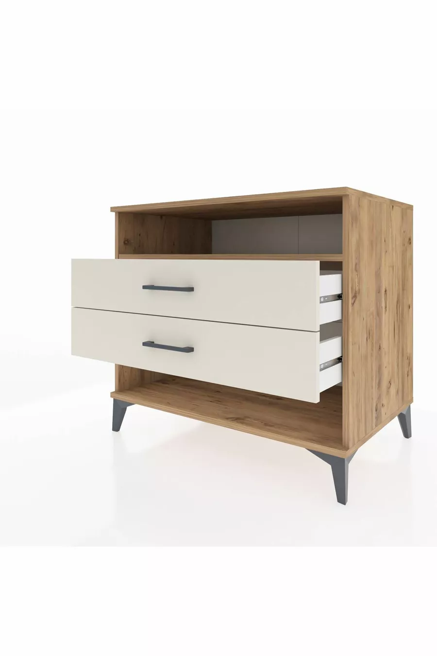 Kronos Kommode Ein Regal 2 Schubladen Kiefer-Marmor