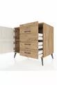 Commode Kronos à une étagère, 3 tiroirs et 2 portes, Pin-Aigue-marine/Pin