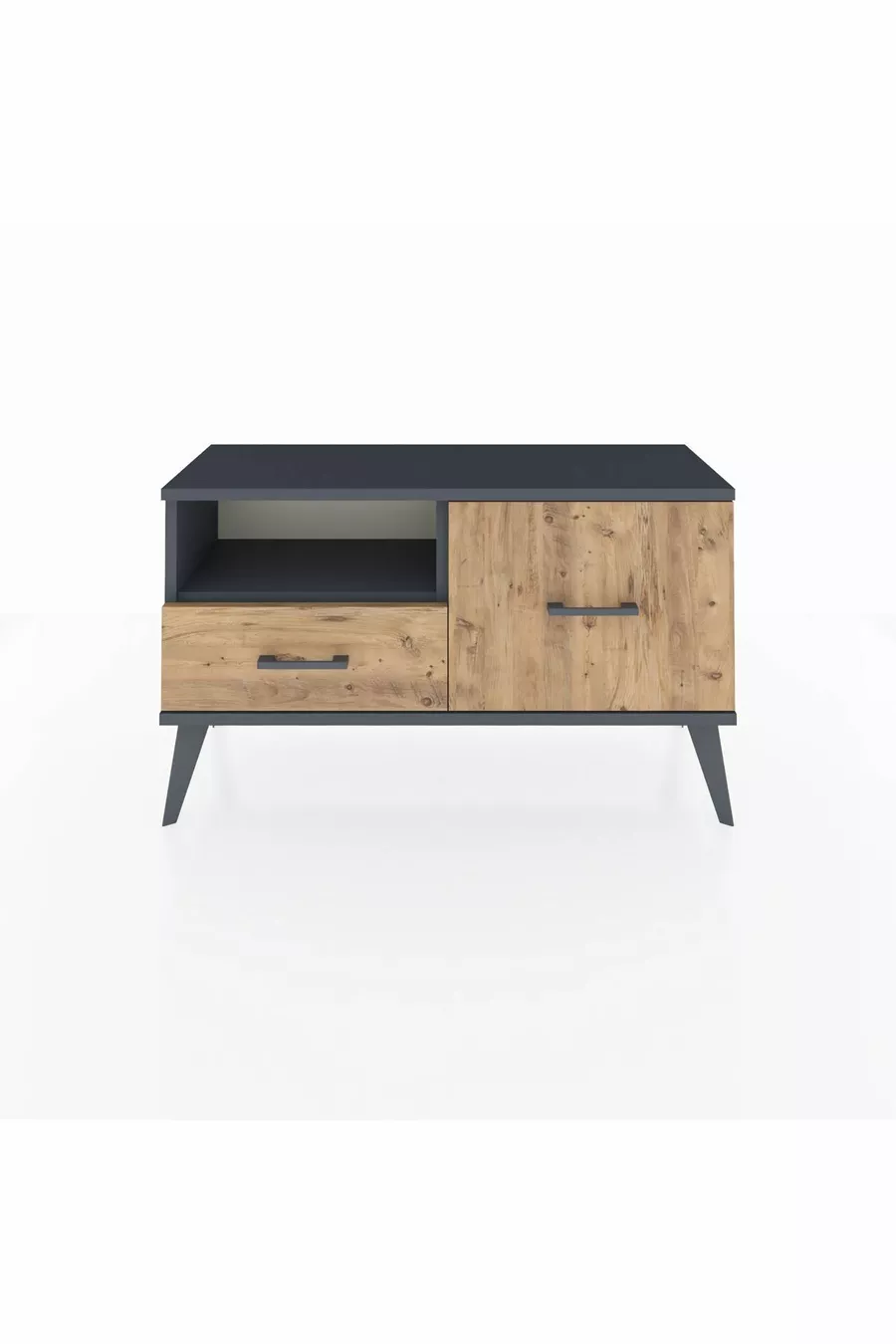 Commode Arges à une étagère et 2 tiroirs Anthracite-Anthracite/Sapin