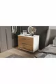 Commode à trois tiroirs (BLANC BRILLANT + BOIS FONCÉ)