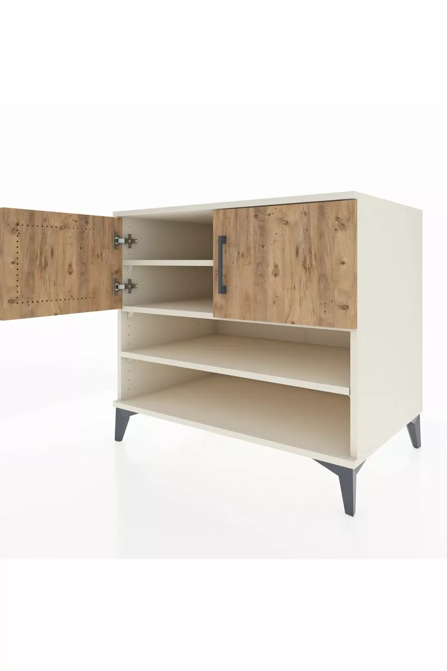 Commode Kronos 3 étagères 2 portes Pierre de lune-Pin