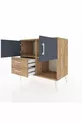 Commode Hyperion avec 2 étagères, 2 tiroirs, 2 portes, pin-anthracite/pin