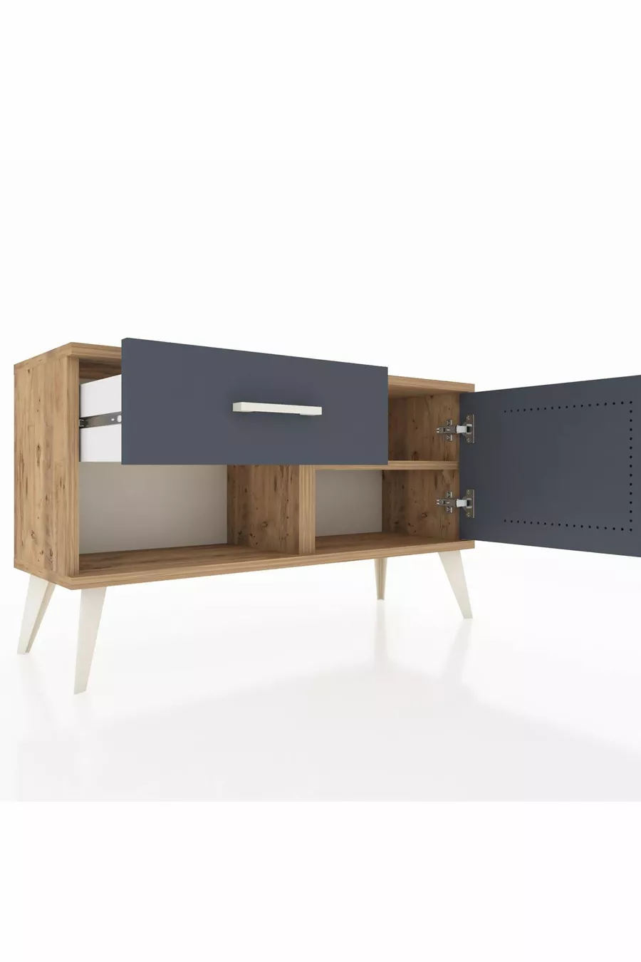 Arges Dresser with Single Shelf, Single Drawer, Single Door Pine-Anthracite