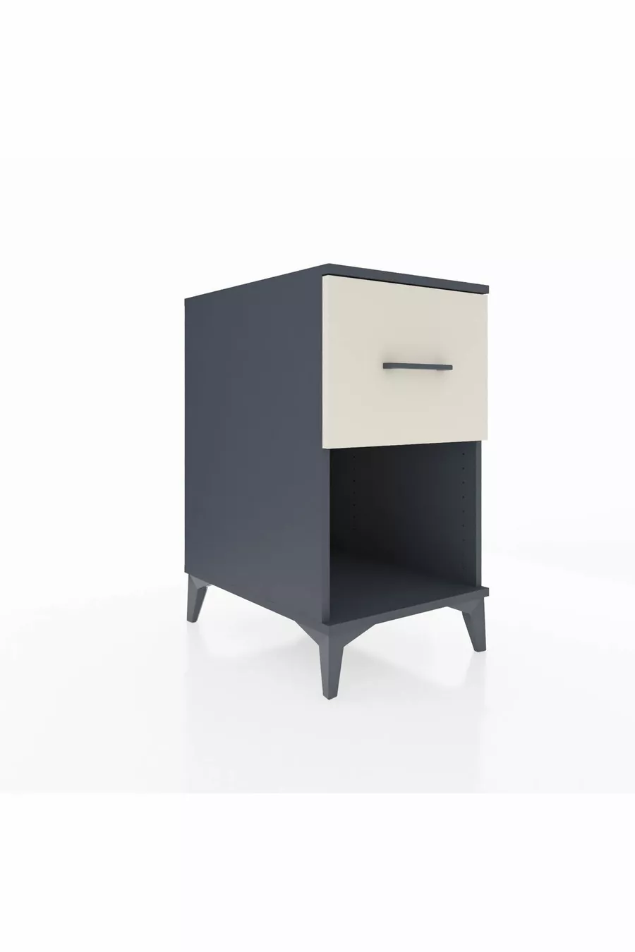 Chevet Kronos avec un tiroir unique Gris anthracite-Sable