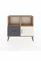 Commode Arges avec 2 étagères, 1 tiroir et 1 porte, en pin-pierre d'âme/antracite