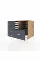 Commode Kronos avec 2 étagères et 5 tiroirs, pin-anthracite