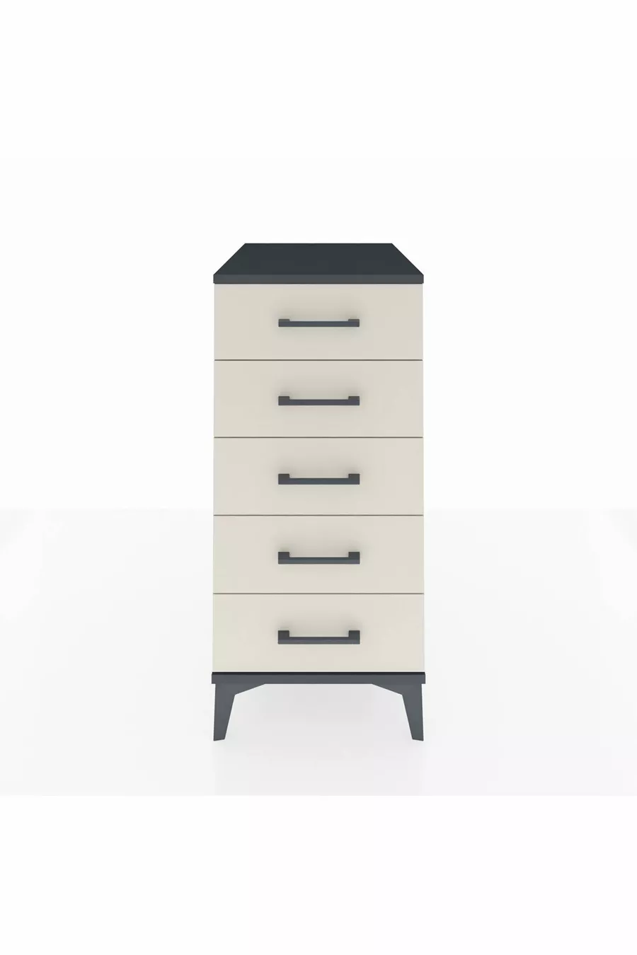 Table de chevet Kronos à 5 tiroirs Anthracite-Pierre de lune