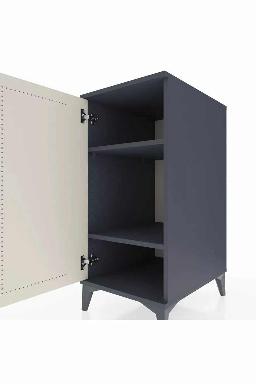 Table de chevet Kronos à 2 étagères avec 1 porte Anthracite-Pierre de lune