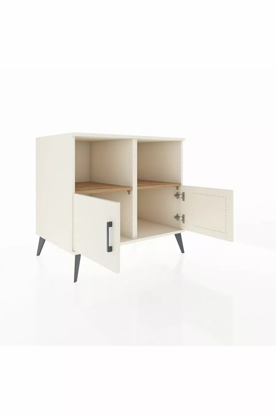 Commode Kronos 2 étagères 2 portes Pierre de lune/Pierre de lune/Pin