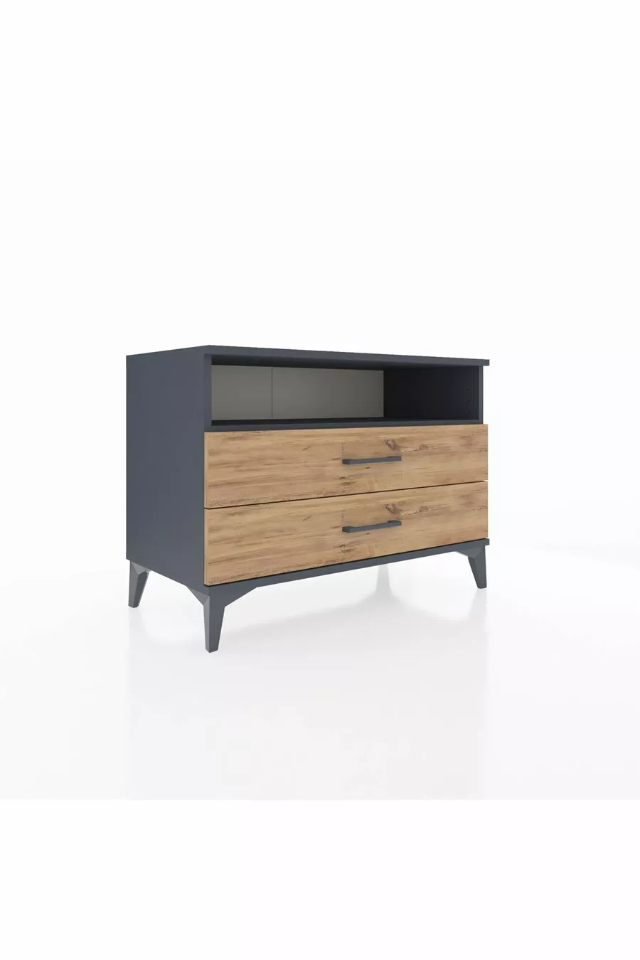 Commode Hyperion à une étagère et 2 tiroirs Anthracite-Pin