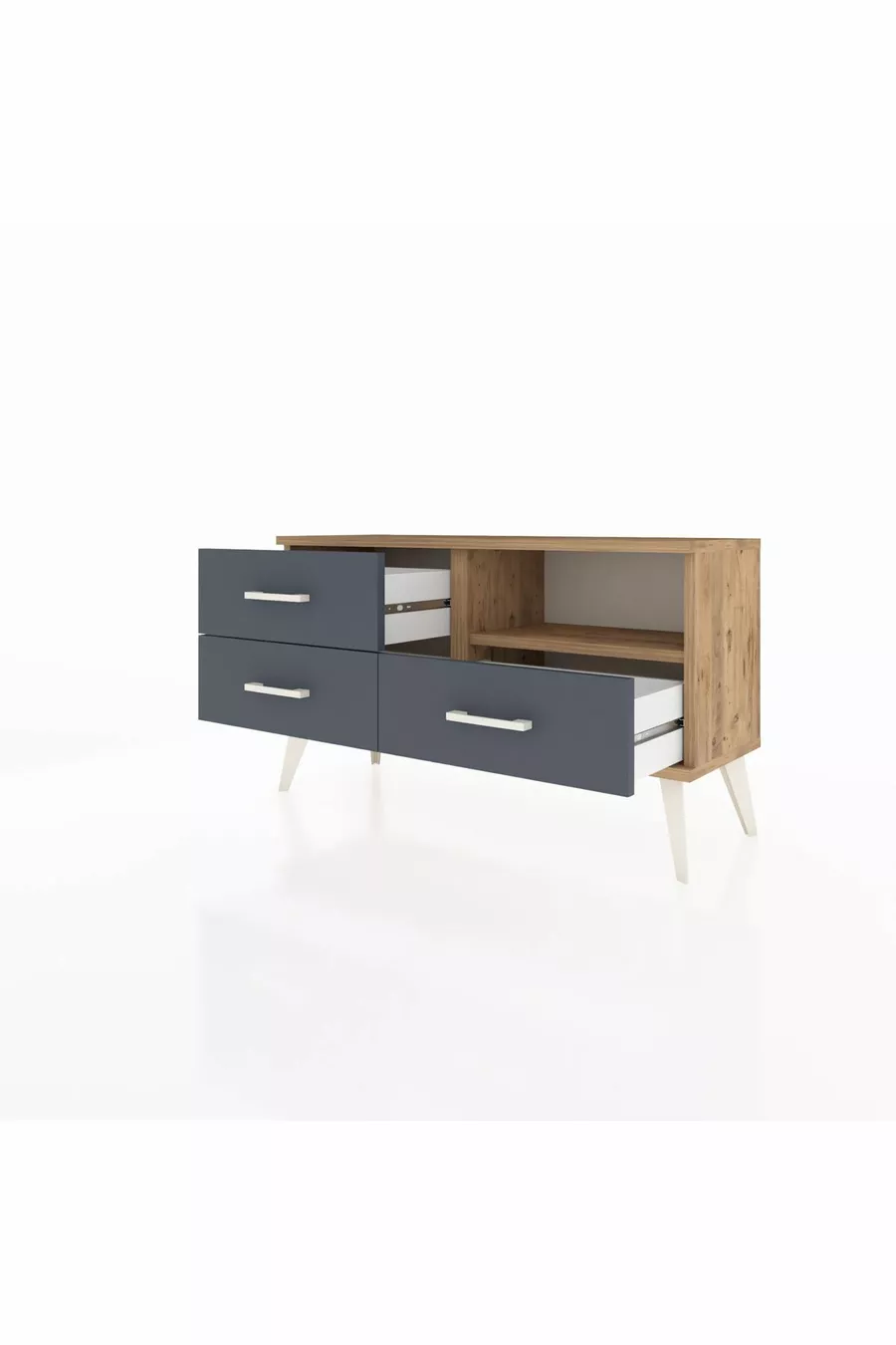 Arges Dresser Single Shelf 3 Drawers Pine-Pine/Anthracite