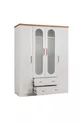 Lits superposés Ranza, Vita Bohem avec tiroirs en noyer et armoire à 4 portes, 2 matelas Comfort