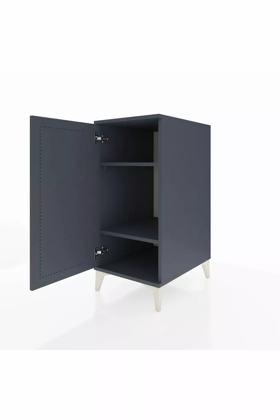 Table de chevet Kronos avec 2 étagères et 1 porte Anthracite-Anthracite