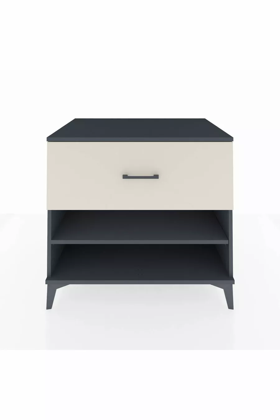 Commode Kronos à une étagère et un tiroir Anthracite-Vert de mer