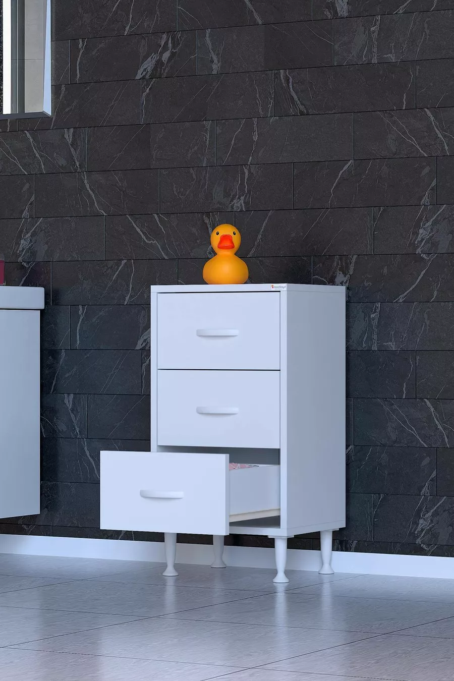 SÖKE, Armoire de salle de bain multifonctions à 3 tiroirs sur pied (différentes options de largeur)