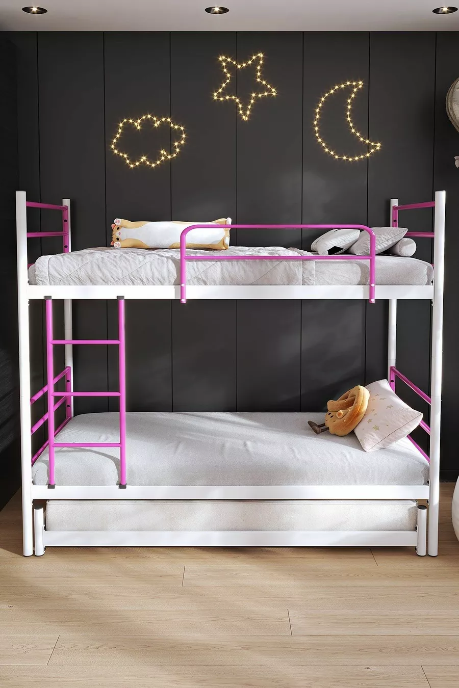 Lit superposé Trend Yavrulu compatible avec lit 3 personnes, métal rose foncé