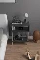 2-Shelf Modern Nightstand Bedroom Bedside Organizer Wooden Leg Side Table - Anthracite