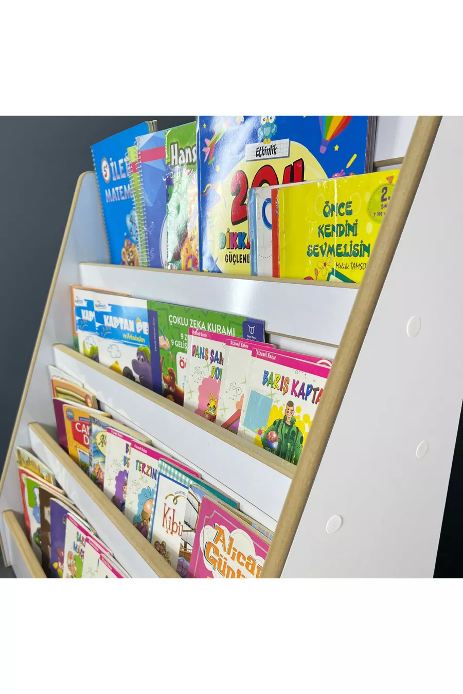 Bibliothèque Melis à 4 étagères - Bibliothèque Montessori - Étagère pour chambre d'enfant - Bibliothèque au sol