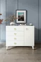 Commode moderne simple avec 4 tiroirs et 1 porte, blanc et doré