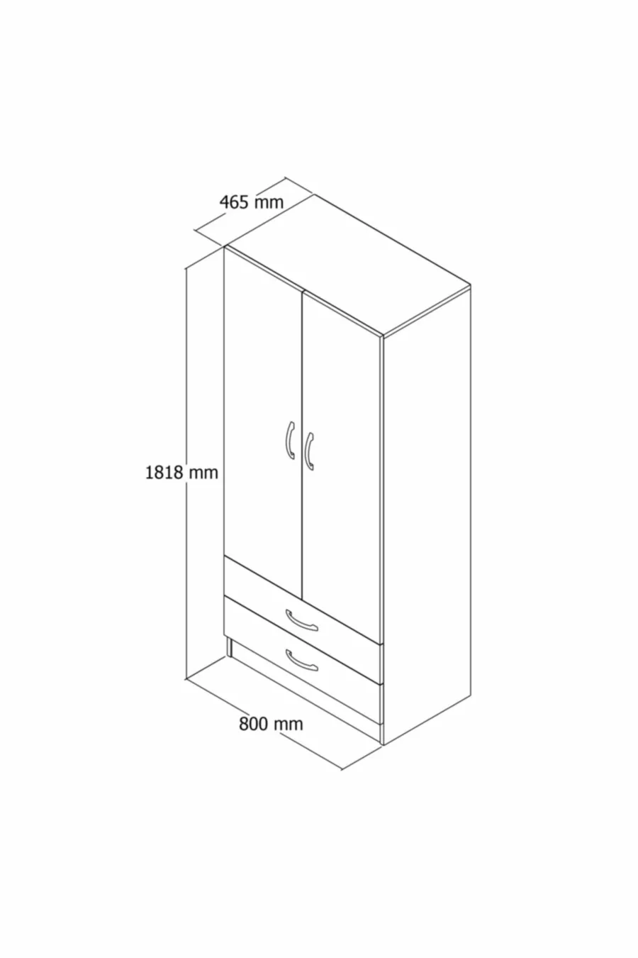 Armoire large à 2 portes et 2 tiroirs Blanc - 