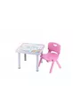 Table pour enfants en plastique Mandella Rubi avec motif turc 1 pièce Fauteuil pour enfant moyen Nova Rose