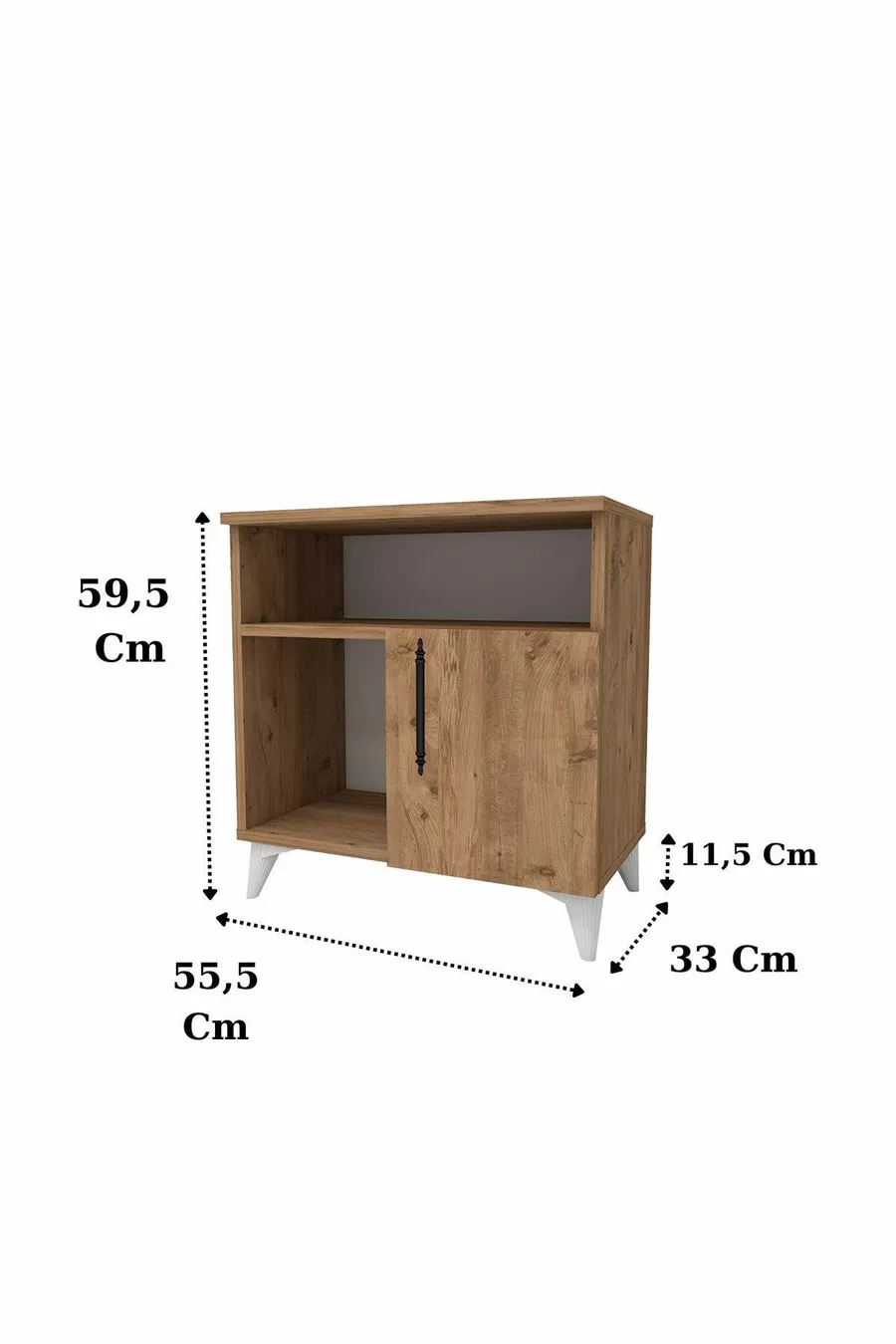 Table de chevet à 2 compartiments avec porte, en pin Atlantique