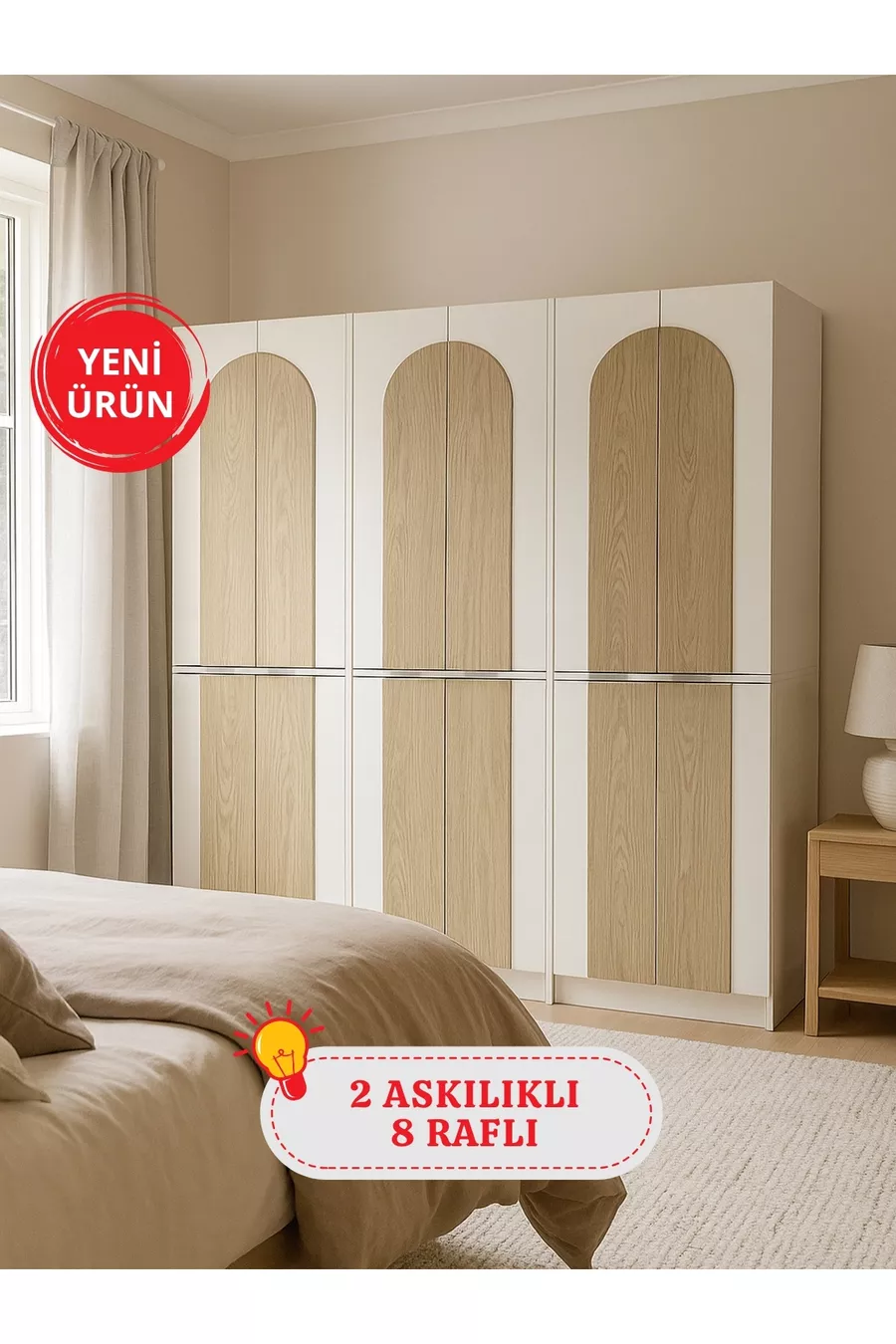 Armoire Poy à 6 portes -  cm H,  cm L - Armoire pour chambre d'enfant et chambre à coucher