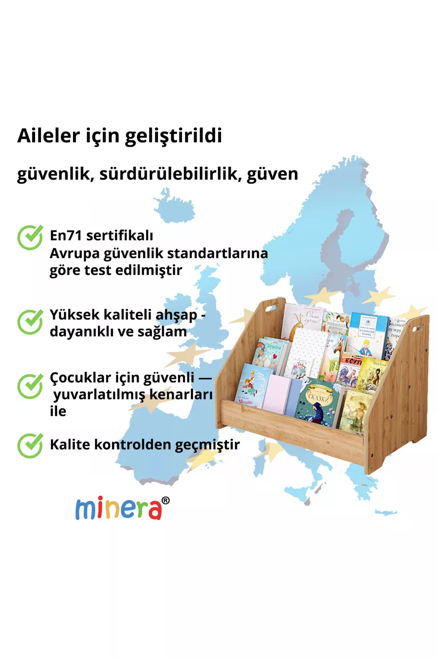 Bibliothèque à livres en bois Anka Montessori