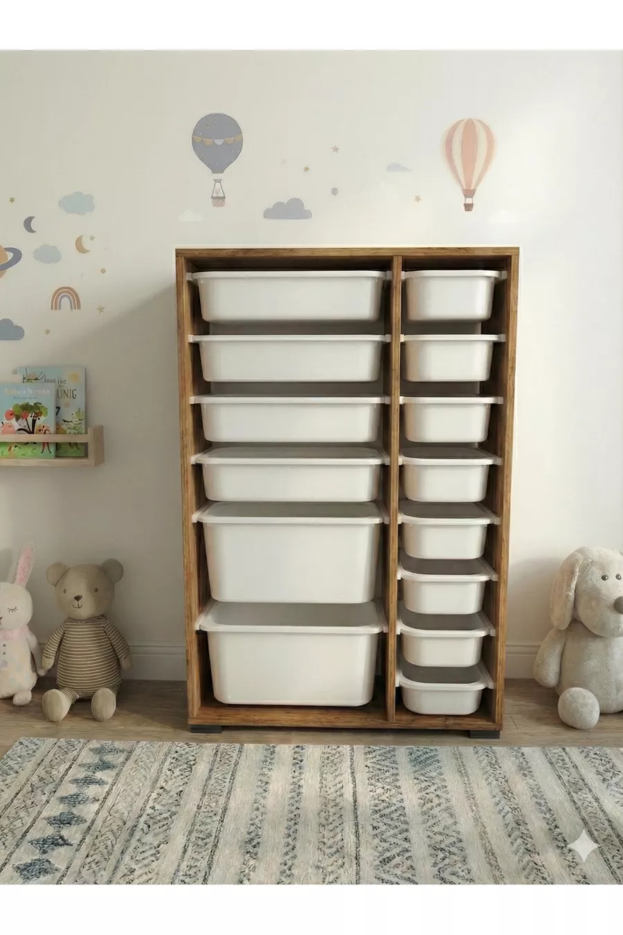 Multi-Purpose Toy Cabinet with Drawers and Storage Unit – Kids' Room Organizer with Gift Tag