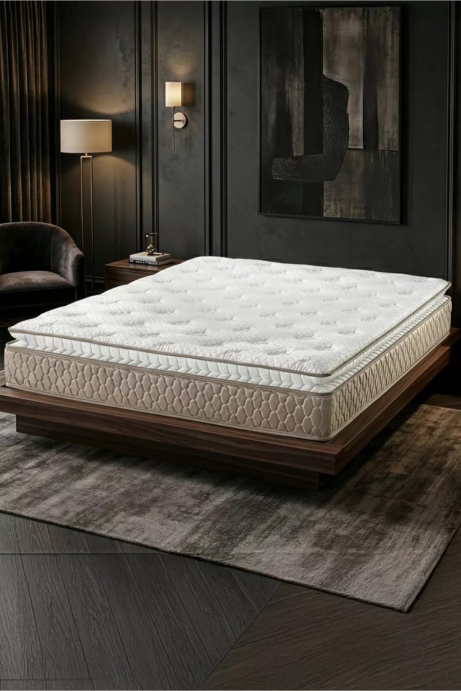 Materasso Ultra Ortopedico con Sostegno Lombare e Dorsale, Aqua Pad, Molle a Sacco, Molle a Sacco, Tessuto in Piuma di Coniglio