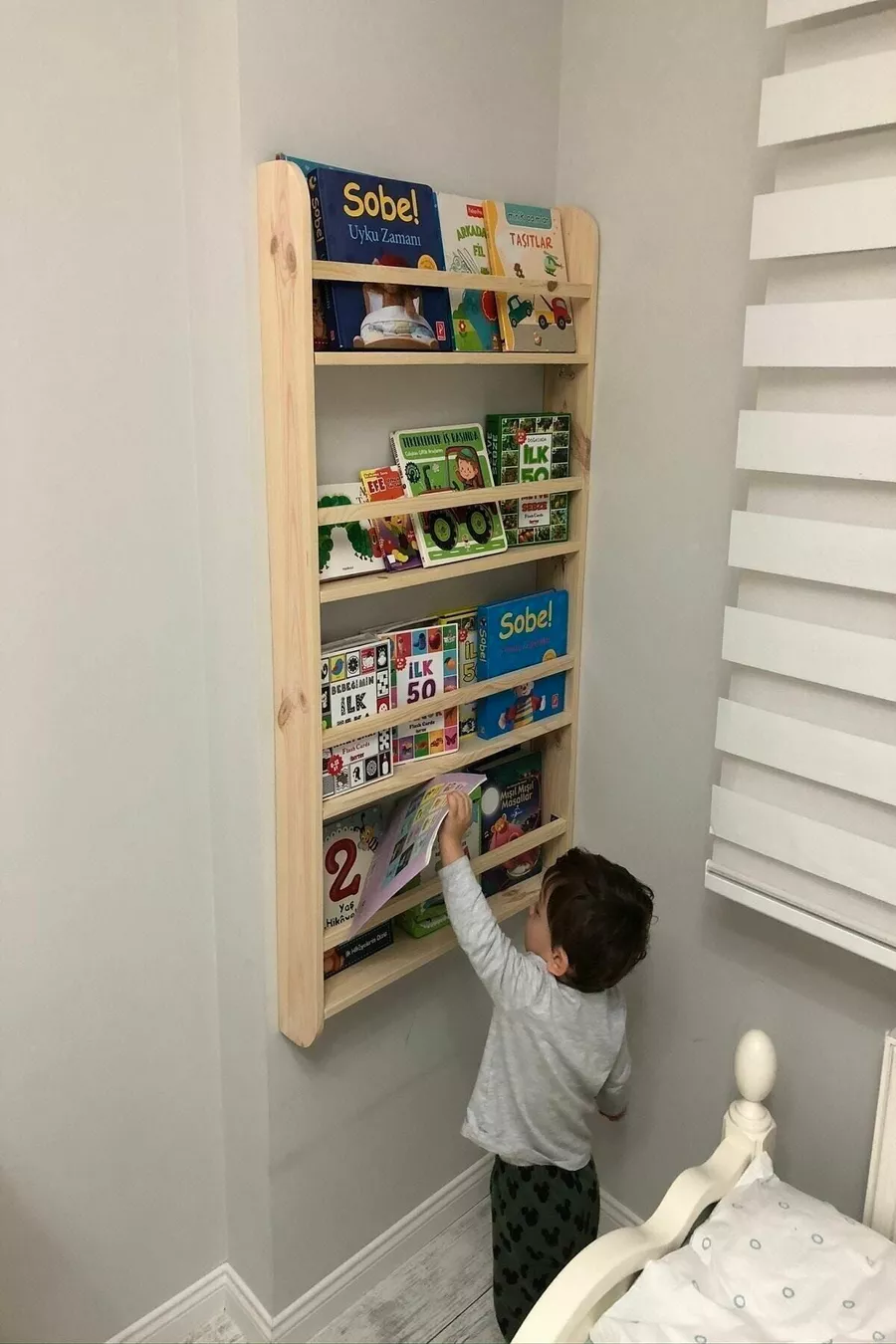 Montessori Boekenkast Kinderkamer Educatieve Boekenkast Babykamer Houten Wandplank  Cm