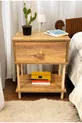 Schuifklep Nachtkastje met Plank Modern Houten Nachtkastje met Poten voor Slaapkamernacht