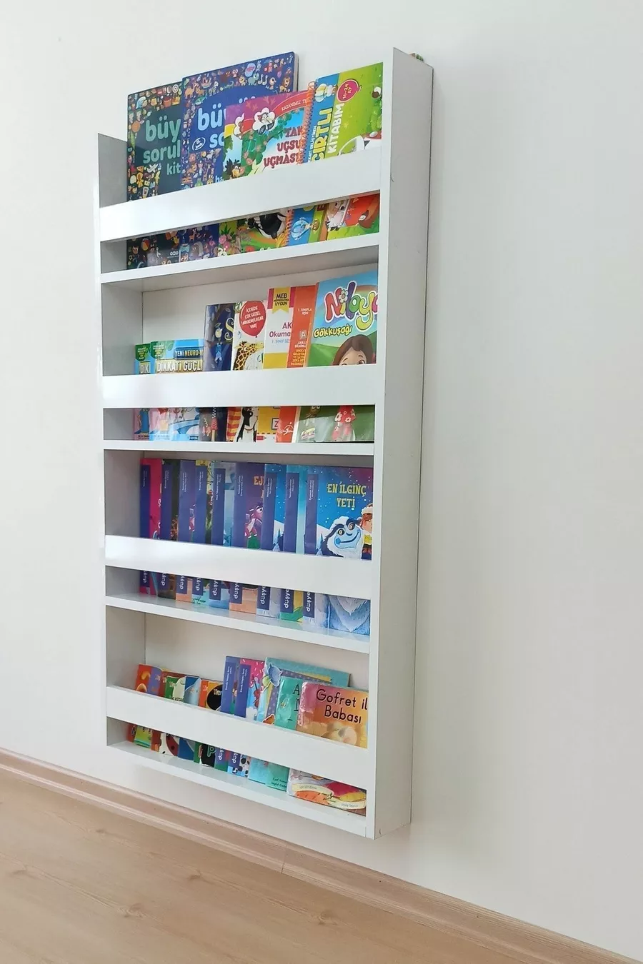 Bibliothèque Montessori & Bibliothèque pour chambre d'enfant & Bibliothèque éducative pour bébé à 4 étagères, blanche