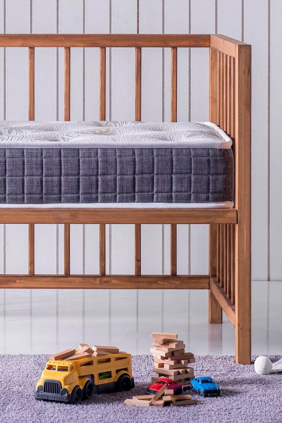 Natural Park Bett, Babybett, Kinderbett, Orthopädisch mit Schaumstoff und Strickstoff - Cm