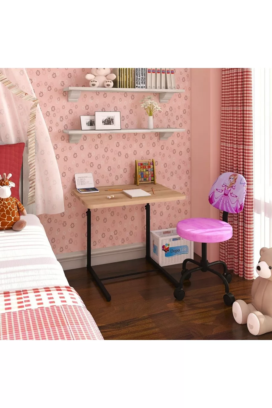 Ensemble fauteuil roulant et table pour enfants à thème Princesse Cendrillon pour les activités d'étude