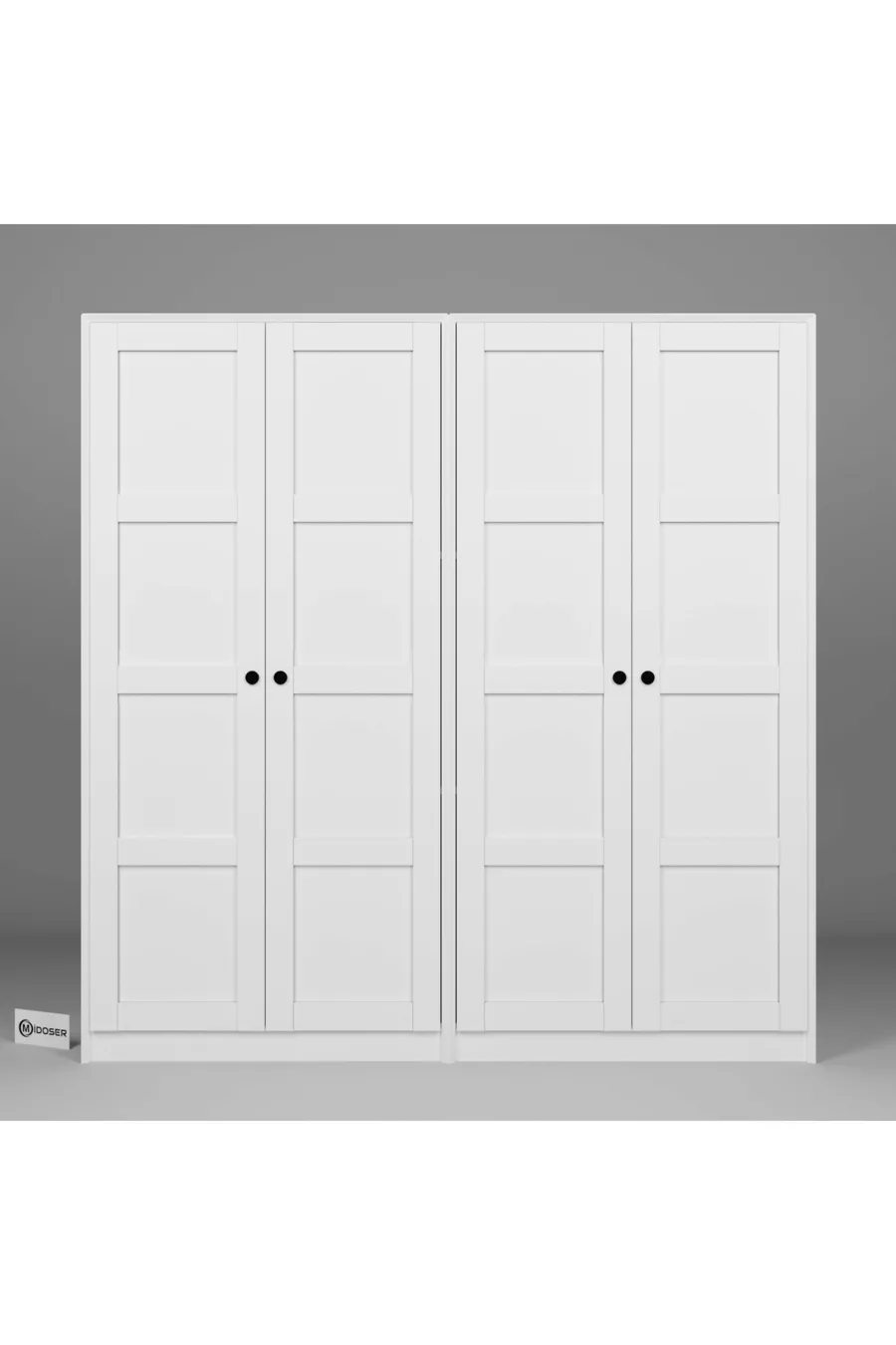 Lucas 4 Deurs  Plank Kledingkast Set - Mat Wit