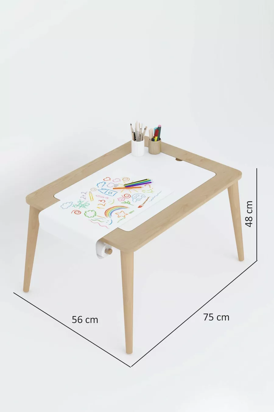 Table d'activité en bois avec 2 chaises, résistante à l'eau pour enfants