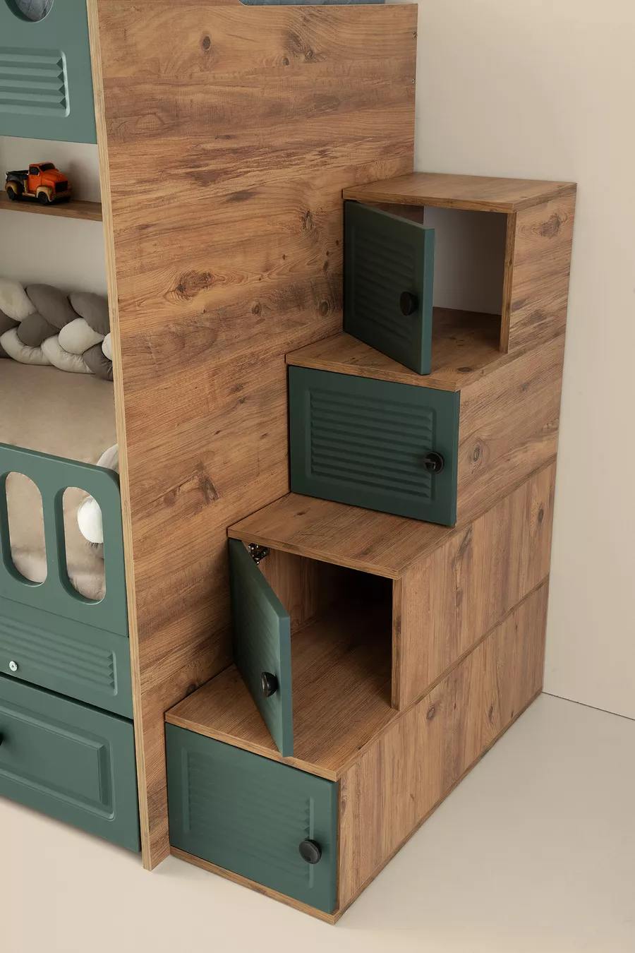 Rolluik Bunkbed met Zuigfunctie, Stalen Ondersteuning, Membrane Bekleding 100% MDF