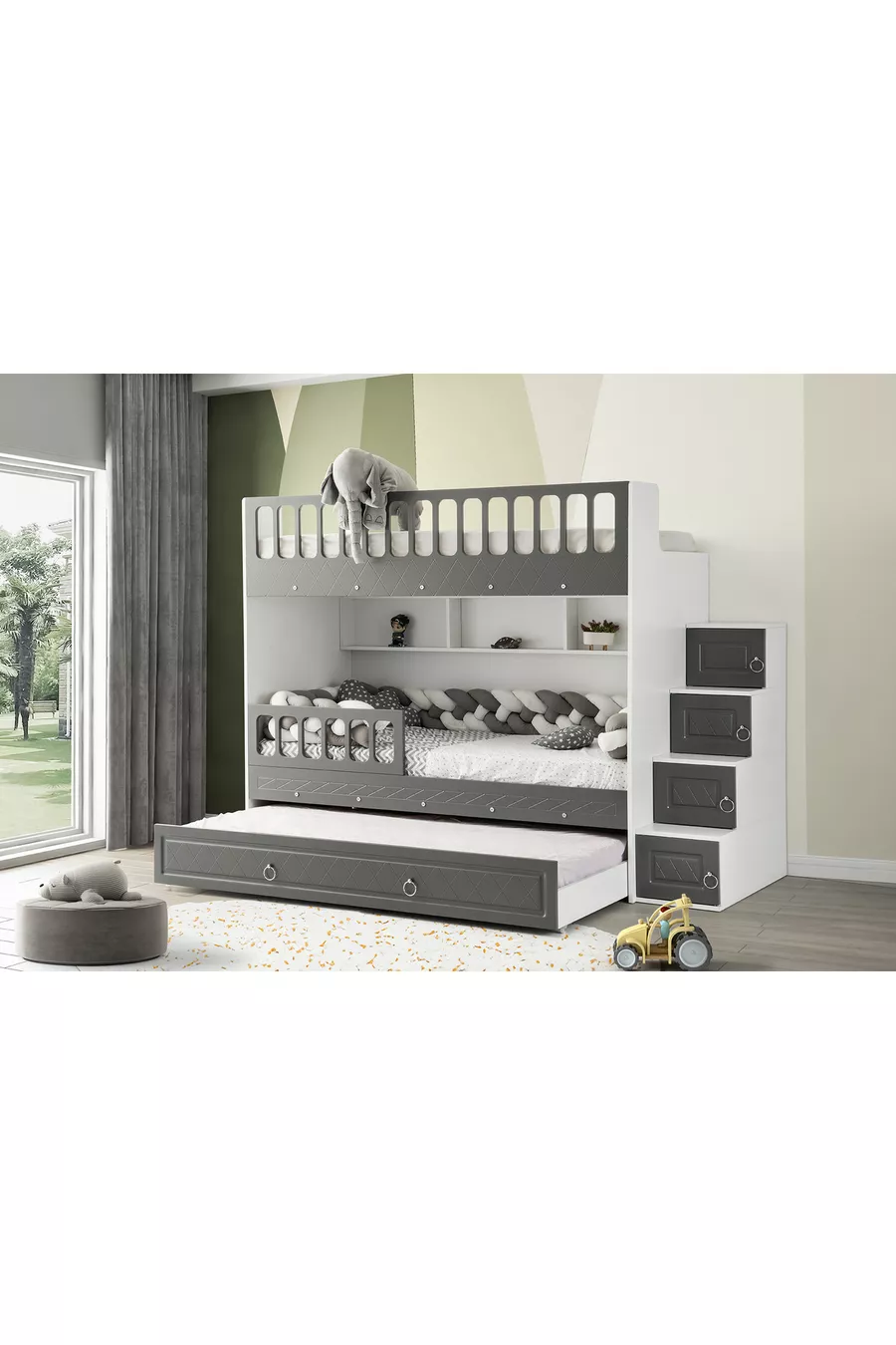 Zümrüt Ranza / Include 2 letti a soppalco con molle in bambù / % MDF