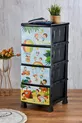 4-Tier Drawer Plastic Nightstand with Children’s Pattern Print Cover - Toy Storage - Toy Basket