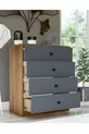 Comò Gm Almina a 4 cassetti con manopole a pulsante, grigio antracite-noce