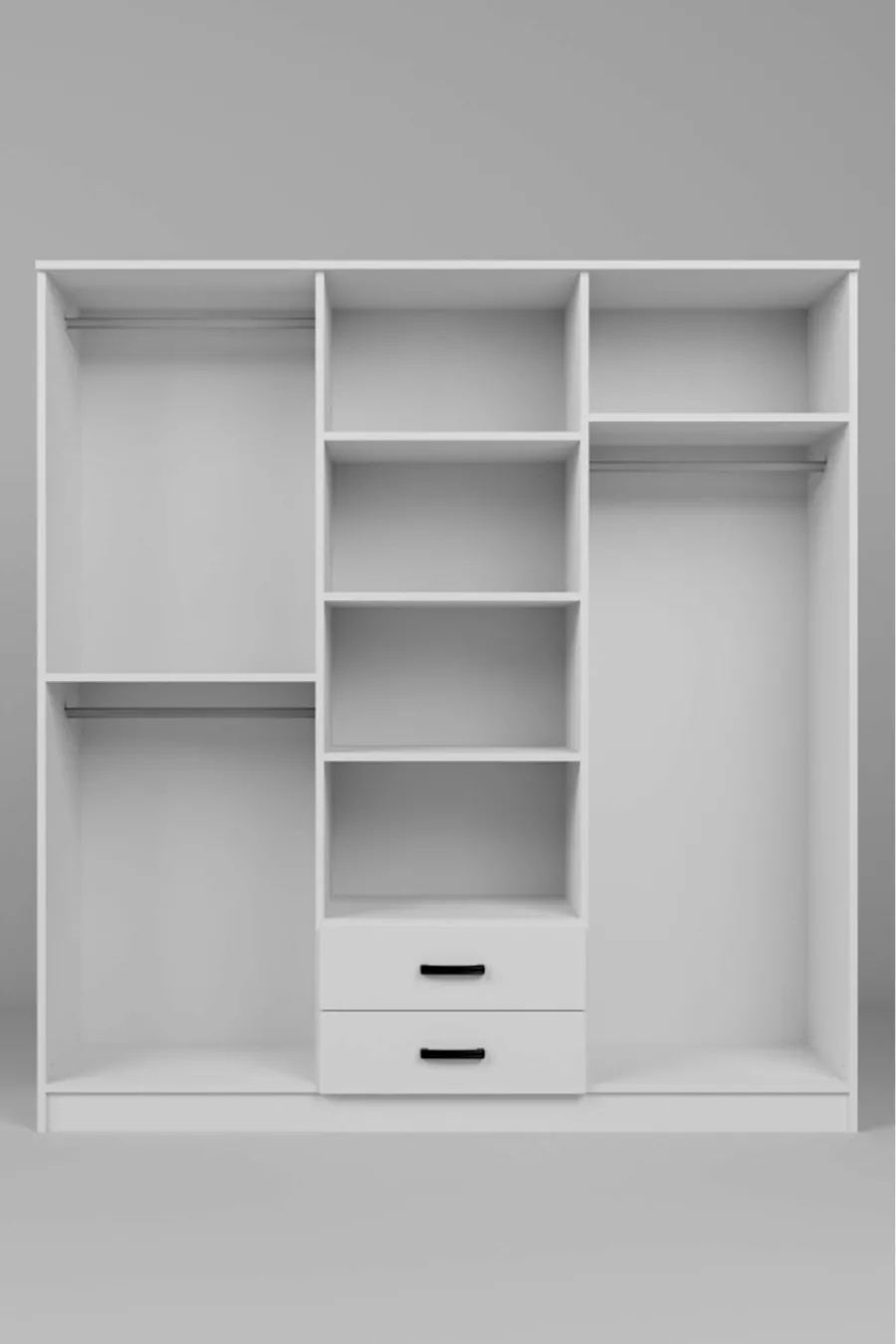 Armoire à vêtements Ekoser 6 portes 2 tiroirs blanc mat