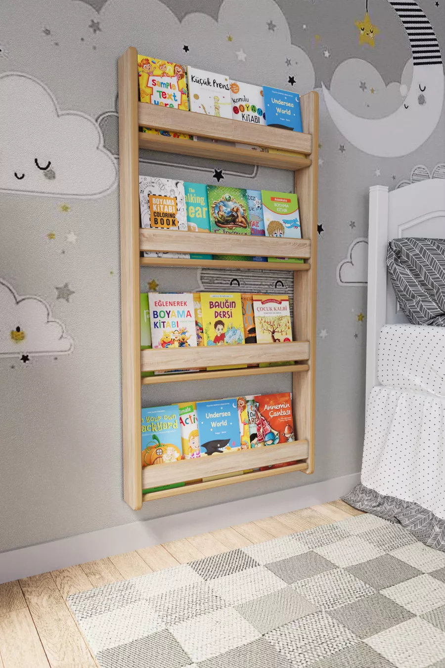 Детски шкаф за книги Montessori с 4 рафта от МДФ * см - Сонома