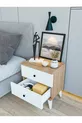 Marbella Nachttisch Glänzend Weiß-Braun mit Schubladen Holz Nachttisch Schlafzimmer