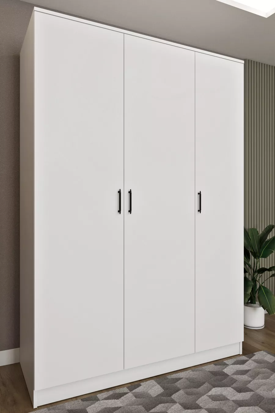 Ases  Weißer Kleiderschrank mit breitem Regalfach - Saphireiche