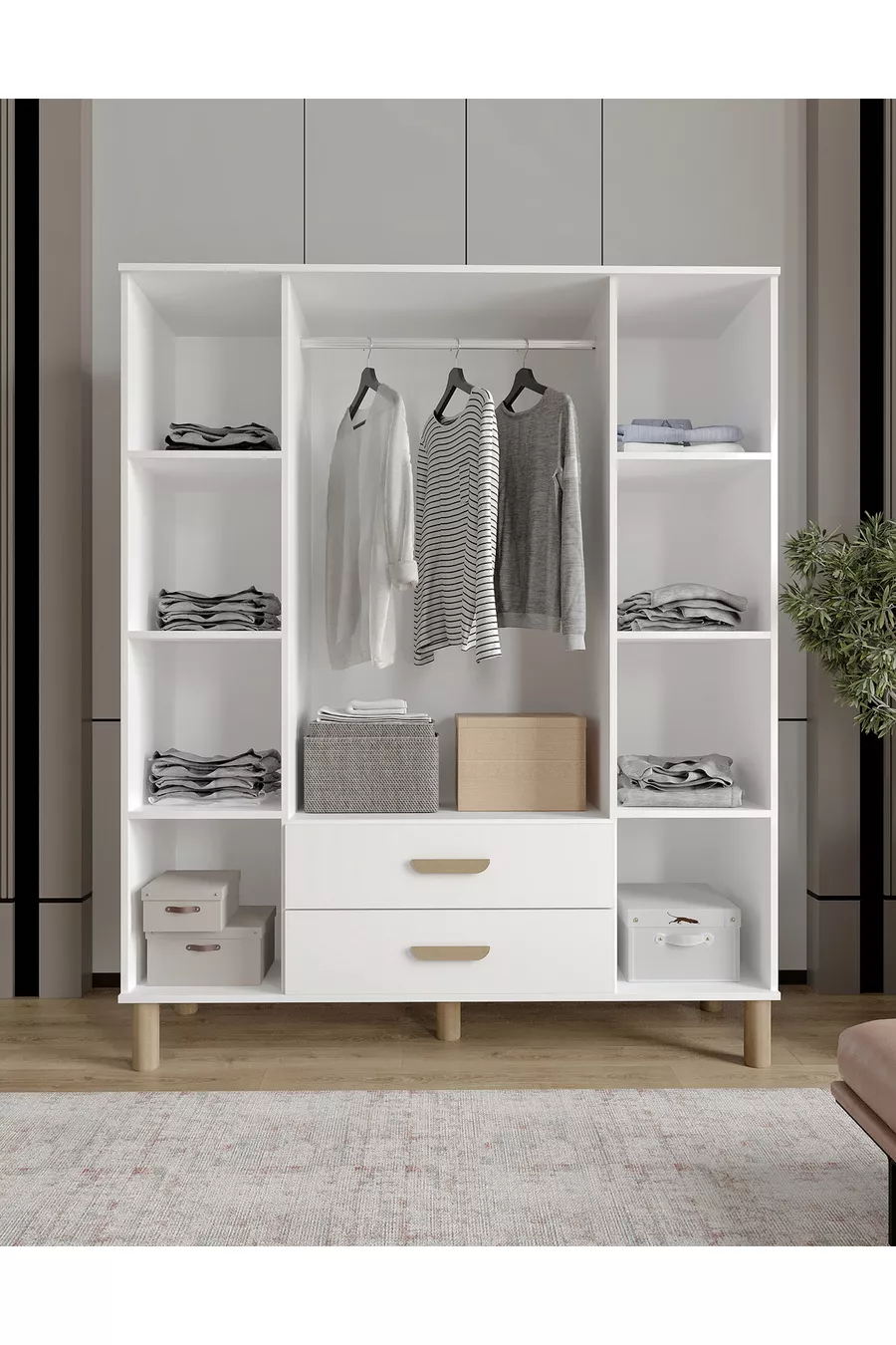 Möbel Güneş Bohem 4-türiger Schrank, komplett aus MDF