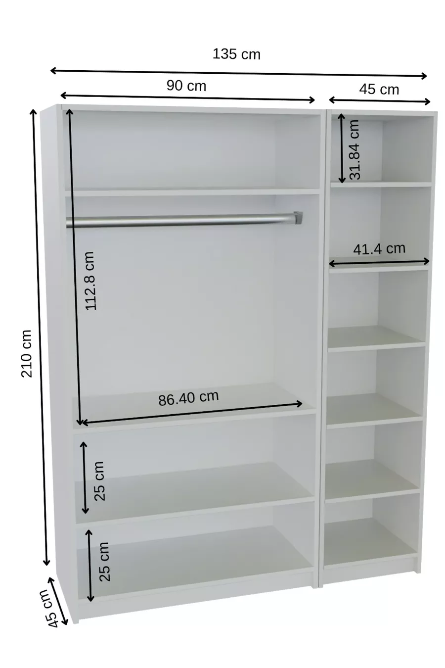 - LADİK - WEIßER 3-TÜRIGER SCHRANK  CM