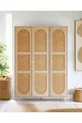 Bali Bohem Dreitüriger Kleiderschrank – Kleiderschrank mit MDF-Türen und Jutestoff | Eichenfarbe –