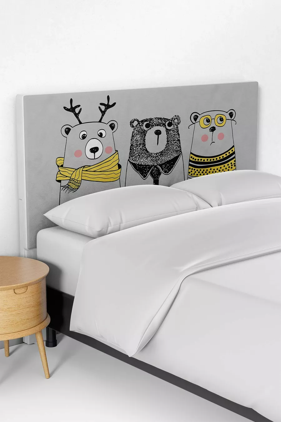 Cute Bears 2 Children's Room Bed Base Headboard Cover