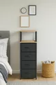 Kommode mit 2 Regalen und 4 Schubladen, Lederschubladen-Kommode, Schlafzimmer-Organizer, multifunktionaler Aufbewahrungsorganizer
